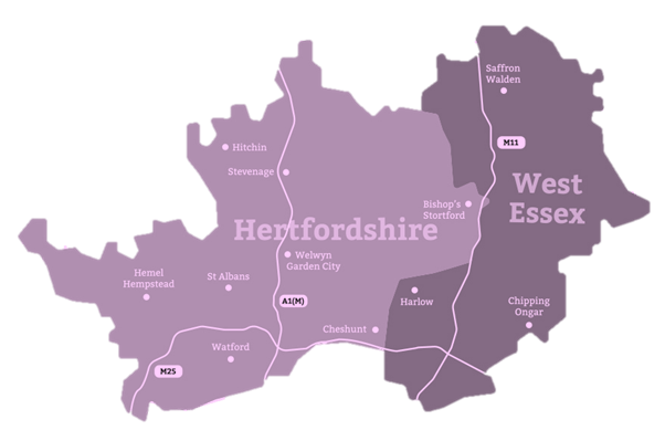 Moore Teachers Hertfordshire and West Essex Coverage Map